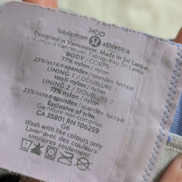 Lululemon Ta Ta Tamer II Silver Spoon & Lullaby Blue Purple 34DD - Picture 8 of 8